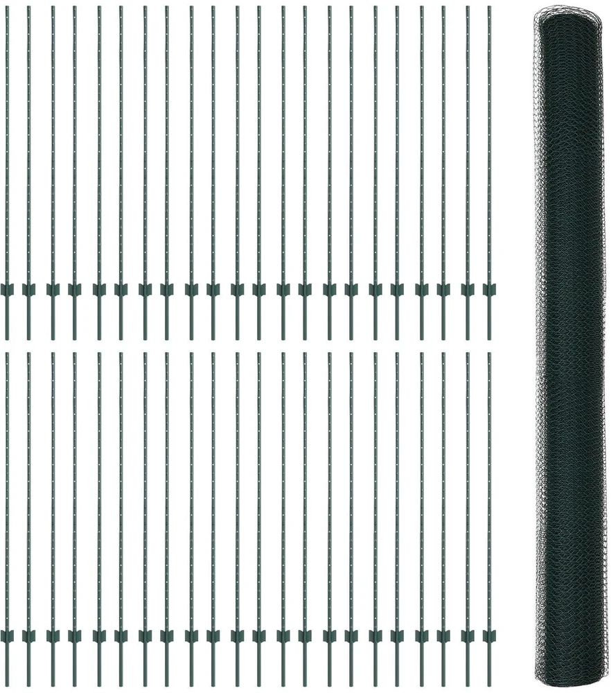 Hexagonal Fence with Post 100 x 1,6 m PVC dengtas plienas Žalia
