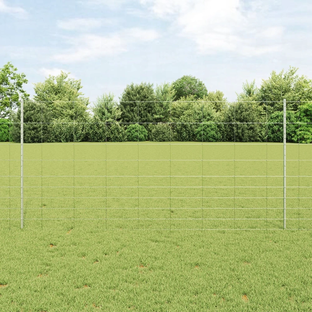 Lauko laukinė tvora su stulpais 25 x 1,2 m Sidabrinė Tinklelis