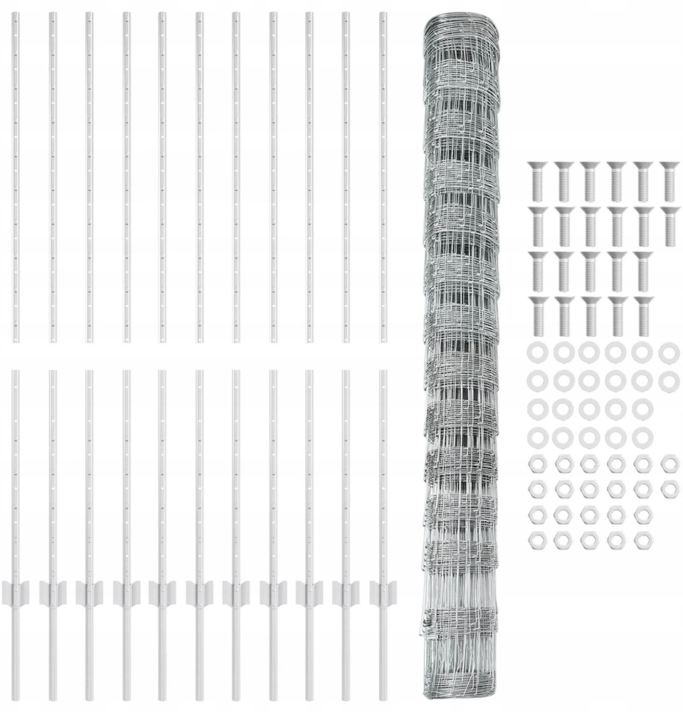 Lauko laukinė tvora su stulpais 25 x 1,4 m Sidabrinė Tinklelis