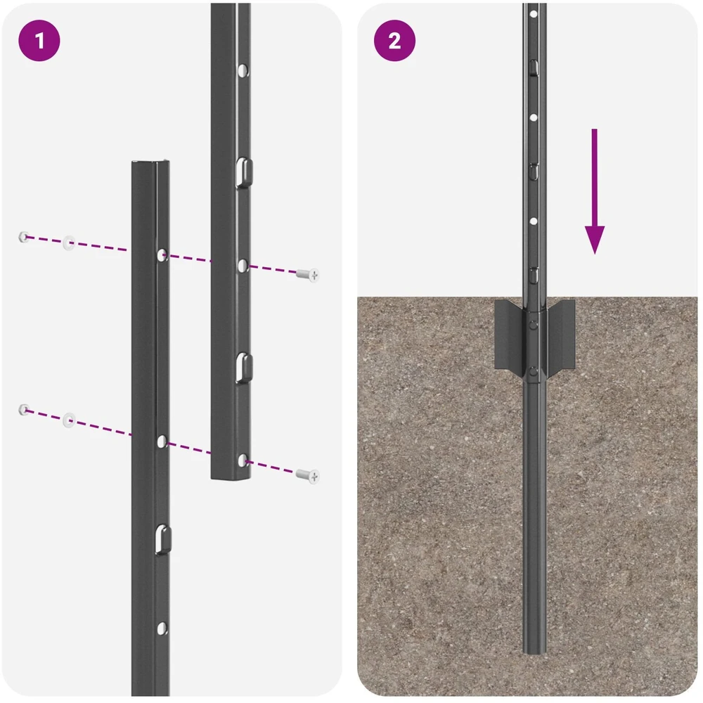 Įmontuotas tvoros stulpas 22 vnt. Pilka 160 cm