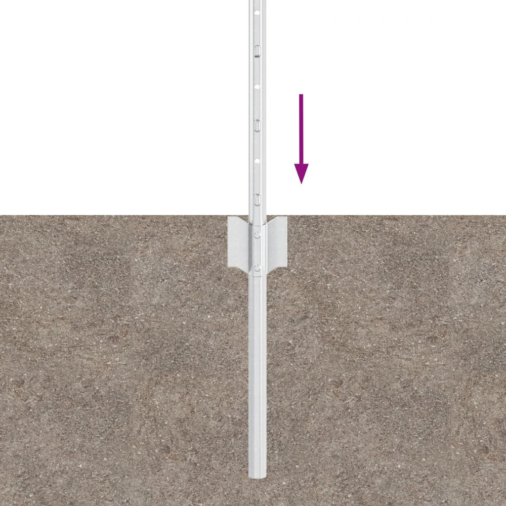 Įmontuotas tvoros stulpas 44 vnt. Sidabrinė 100 cm