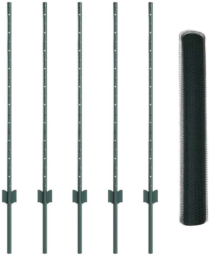 Hexagonal Fence with Post 10 x 1 m PVC dengtas plienas Žalia