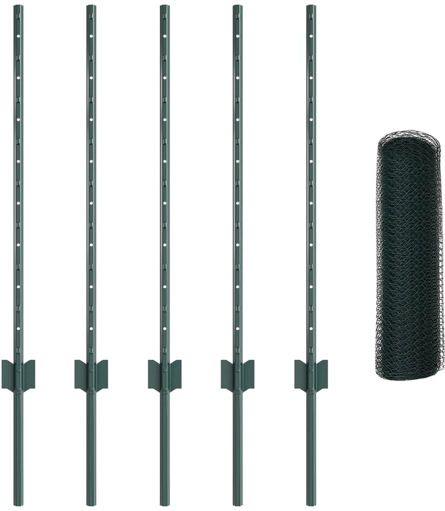 Hexagonal Fence with Post 10 x 0,8 m PVC dengtas plienas Žalia