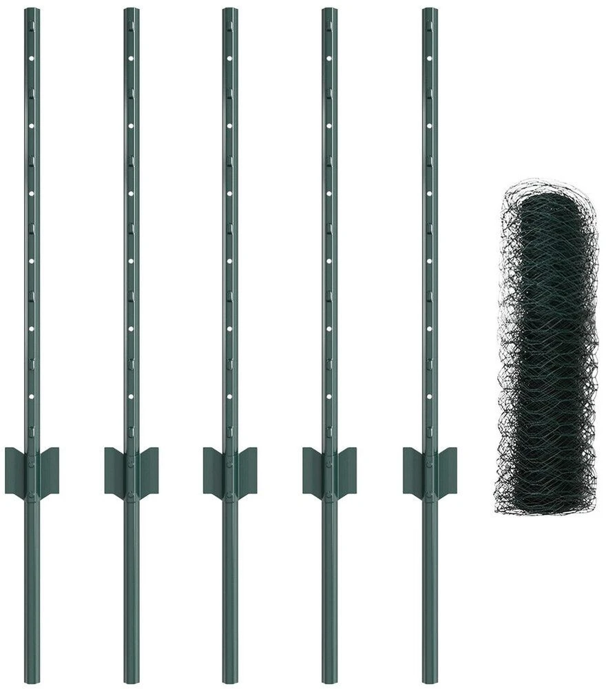 Hexagonal Fence with Post 10 x 0,6 m PVC dengtas plienas Žalia
