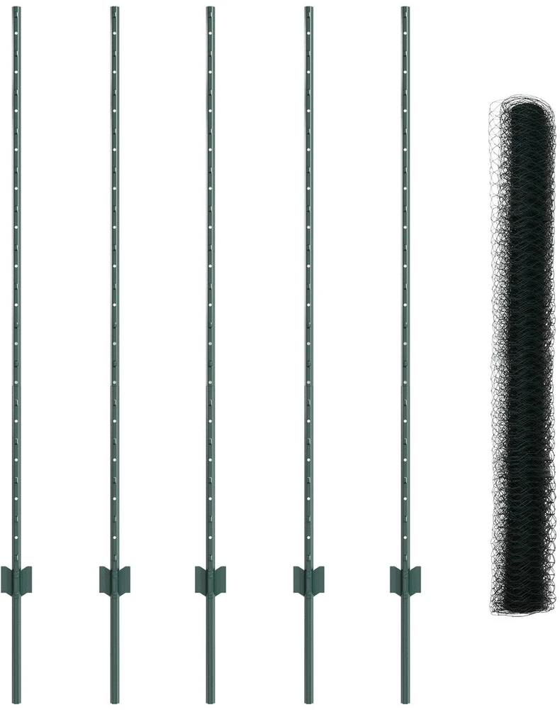 Hexagonal Fence with Post 10 x 1,4 m PVC dengtas plienas Žalia