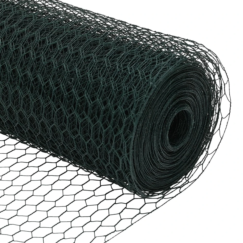 Hexagonal Fence with Post 10 x 1 m PVC dengtas plienas Žalia