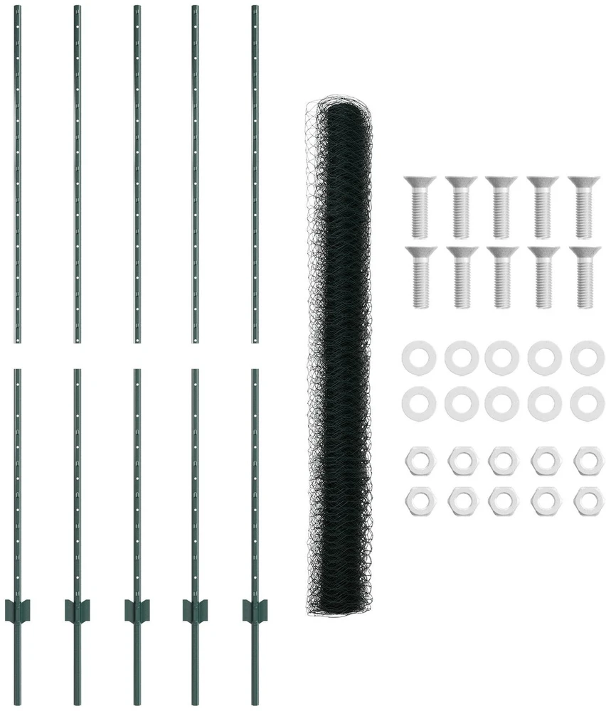 Hexagonal Fence with Post 10 x 1,5 m PVC dengtas plienas Žalia