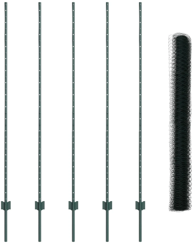Hexagonal Fence with Post 10 x 1,5 m PVC dengtas plienas Žalia