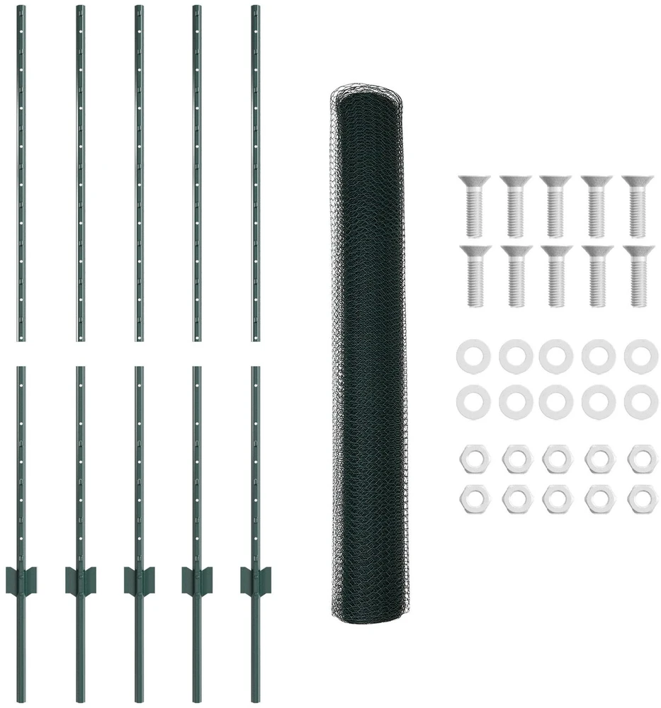 Hexagonal Fence with Post 10 x 1,2 m PVC dengtas plienas Žalia