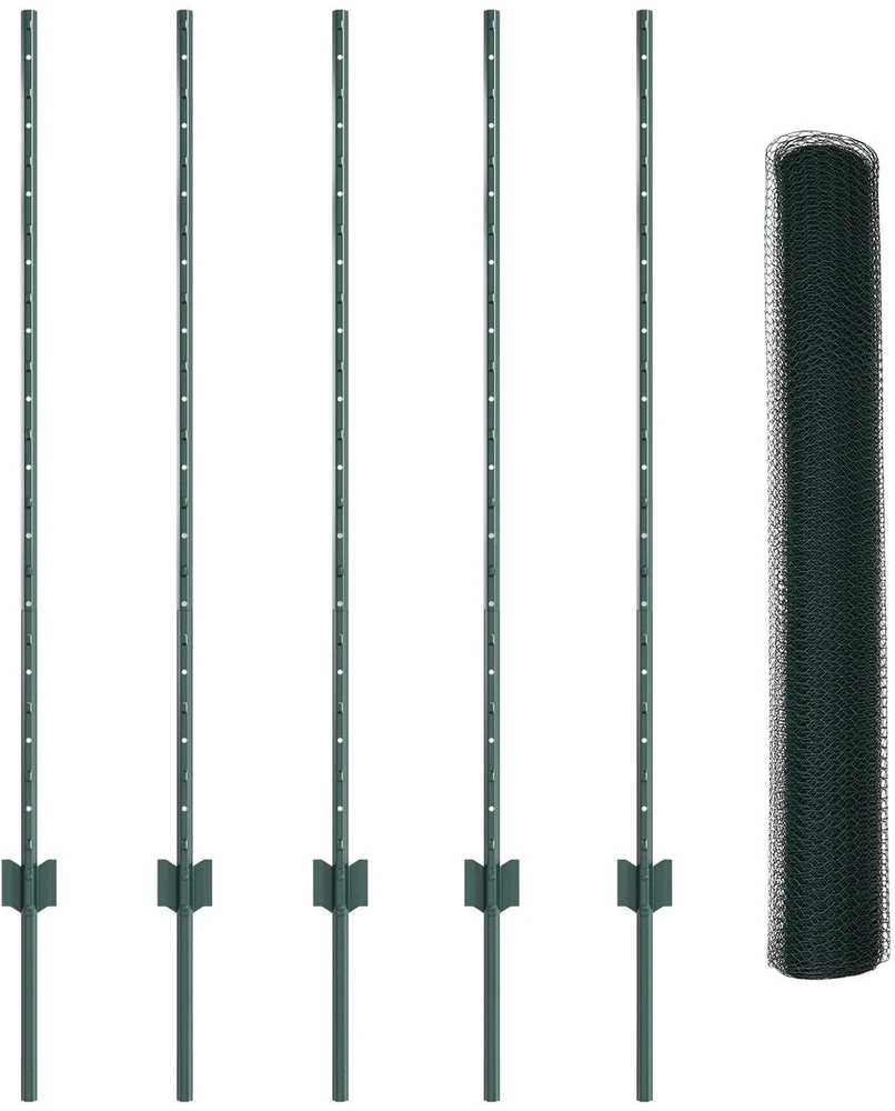 Hexagonal Fence with Post 10 x 1,2 m PVC dengtas plienas Žalia