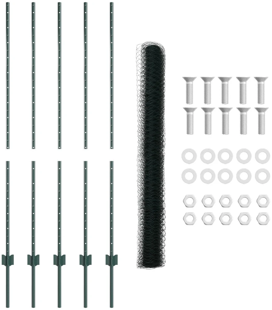 Hexagonal Fence with Post 10 x 1,4 m PVC dengtas plienas Žalia