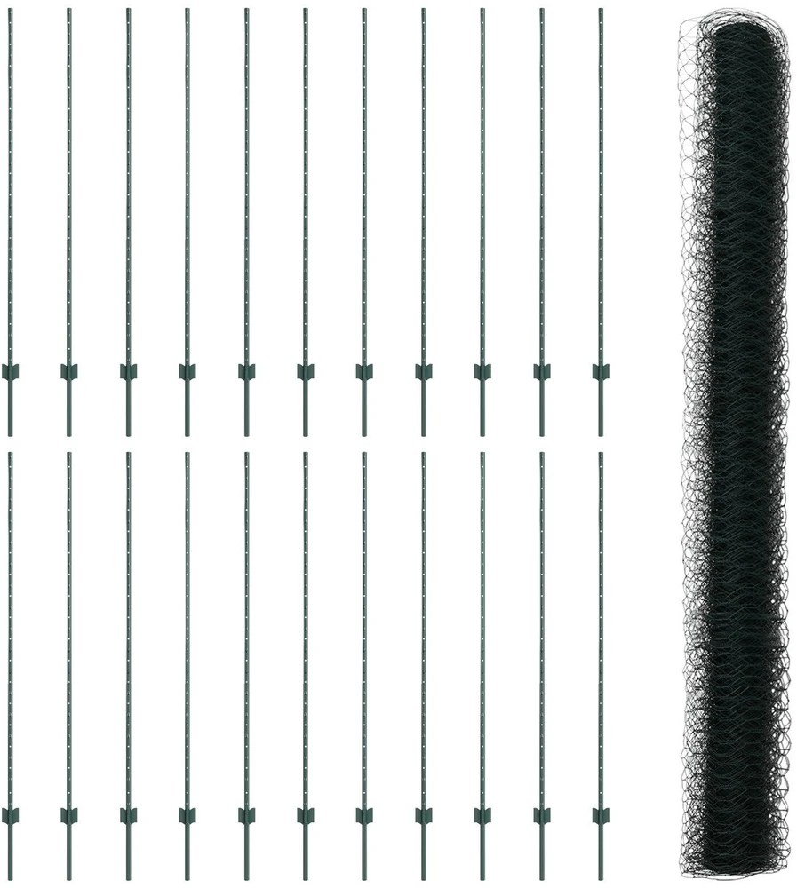 Hexagonal Fence with Post 50 x 1,6 m PVC dengtas plienas Žalia