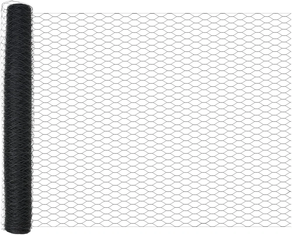 Hexagonal Fence with Post 10 x 1 m PVC dengtas plienas Pilka