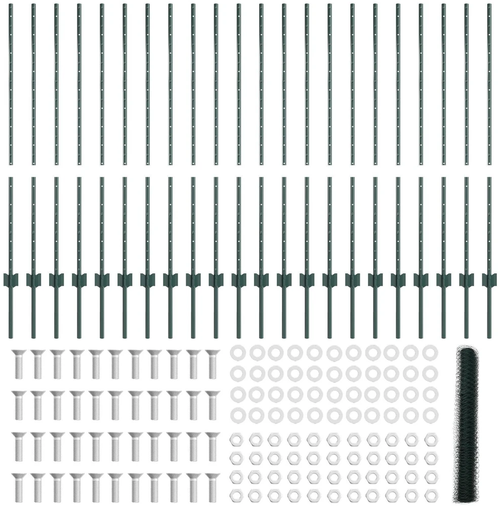 Hexagonal Fence with Post 50 x 1,2 m PVC dengtas plienas Žalia