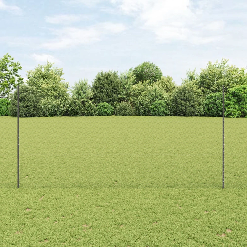 Hexagonal Fence with Post 100 x 1,5 m PVC dengtas plienas Pilka