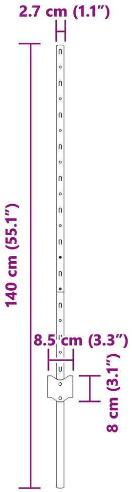 Įmontuotas tvoros stulpas 22 vnt. Žalia 140 cm