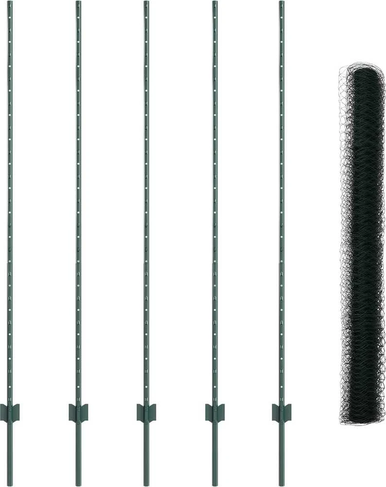 Hexagonal Fence with Post 10 x 1,6 m PVC dengtas plienas Žalia