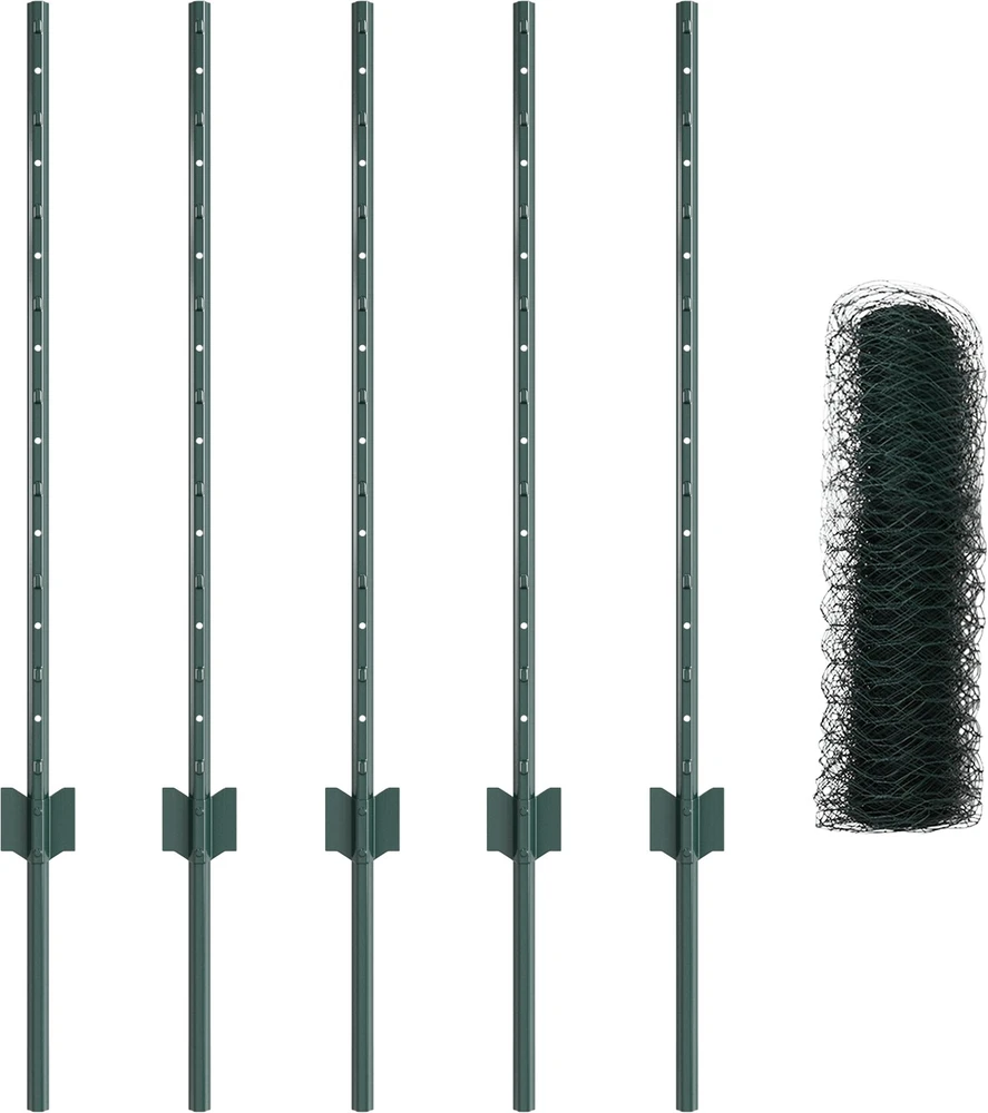 Hexagonal Fence with Post 10 x 0,8 m PVC dengtas plienas Žalia