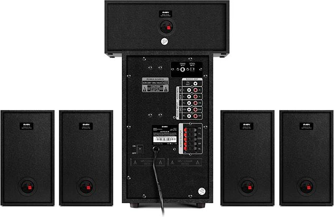 Kompiuterio kolonėlės Speakers SVEN HT-210, juodas (125W, Bluetooth, Optical, Coaxial, FM, USB/SD, Ekranas, RC unit), SV-014124