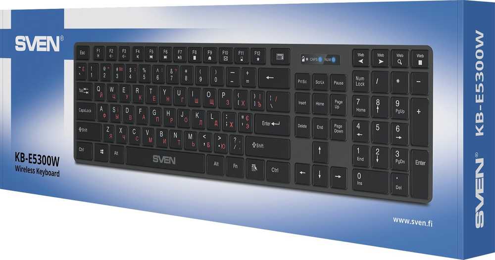 SVEN KB-E5300W graphite belaidė klaviatūra