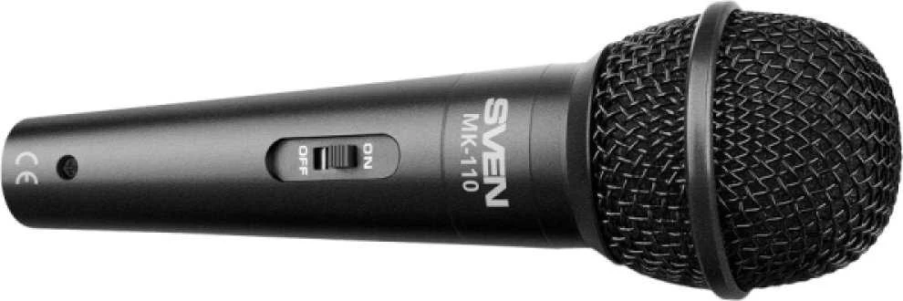 Mikrofonas SVEN MK-110 (laidinis, dinaminis, metalinis, laidas 4,0 m, 6,3 / 3,5 mm lizdas, juodas)