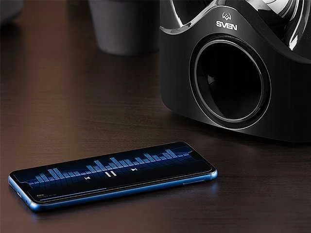 Kompiuterio kolonėlės 2.1 kolonėlės SVEN MS-312, juodas, Bluetooth, FM, USB, Ekranas, RC blokas, galia 20W+2x10W (RMS)