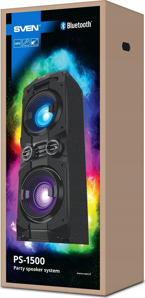 Garsiakalbis SVEN PS-1500, juodas (500W, Bluetooth, FM, USB, LED ekranas, kintamosios srovės maitinimas)