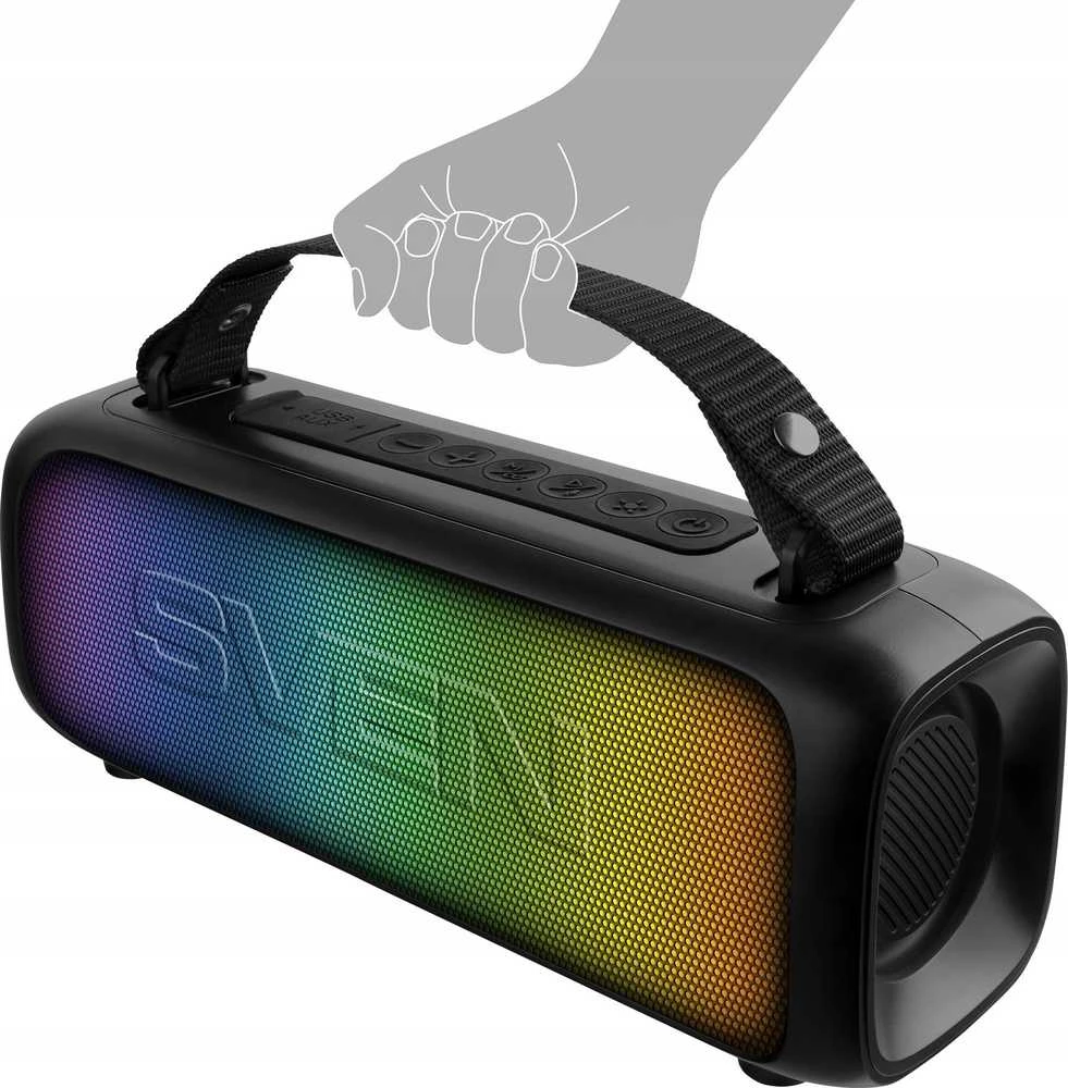 Garsiakalbis 2.0 nešiojamas SVEN PS-235, juodas (12W, TWS, ), galia 2x6W (RMS), Bluetooth, FM, USB, ličio 1500mA*h
