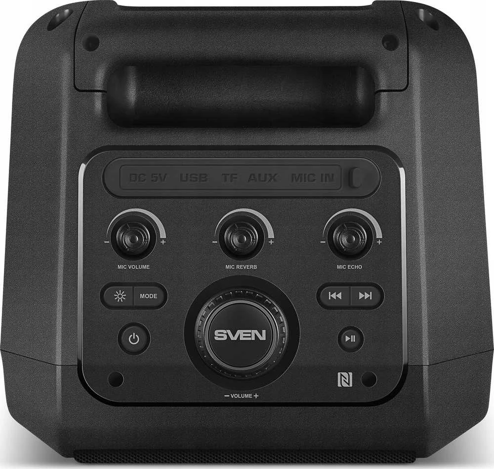 Garsiakalbis SVEN PS-740, juodas (100W, TWS, Bluetooth, FM, USB, Micro SD, LED ekranas, 4400mA*h)