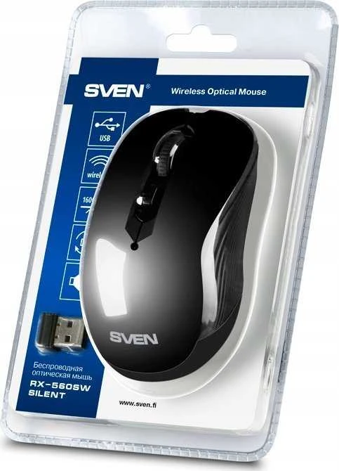 Sven Belaidė pelė RX-560SW juodas (silent bt. 5+1bt. 800-1600DPI, Soft Touch, blister)