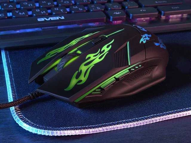 Sven žaidimų pelė RX G720 USB (tyli, 5+1 jungtys, 1200 3200 DPI, „SoftTouch“, foninis apšvietimas)