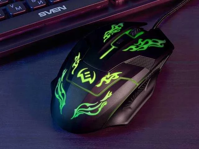 Sven žaidimų pelė RX G720 USB (tyli, 5+1 jungtys, 1200 3200 DPI, „SoftTouch“, foninis apšvietimas)