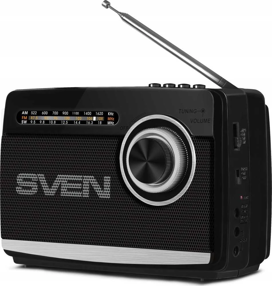 Garsiakalbis SVEN SRP-535, juodas (3W, FM/AM/SW, USB, Micro SD, žibintuvėlis, baterija)