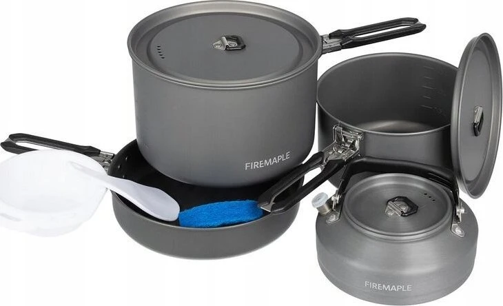 FEP „Fire-Maple Feast 4“ kelioninis virtuvės reikmenų rinkinys – juodas