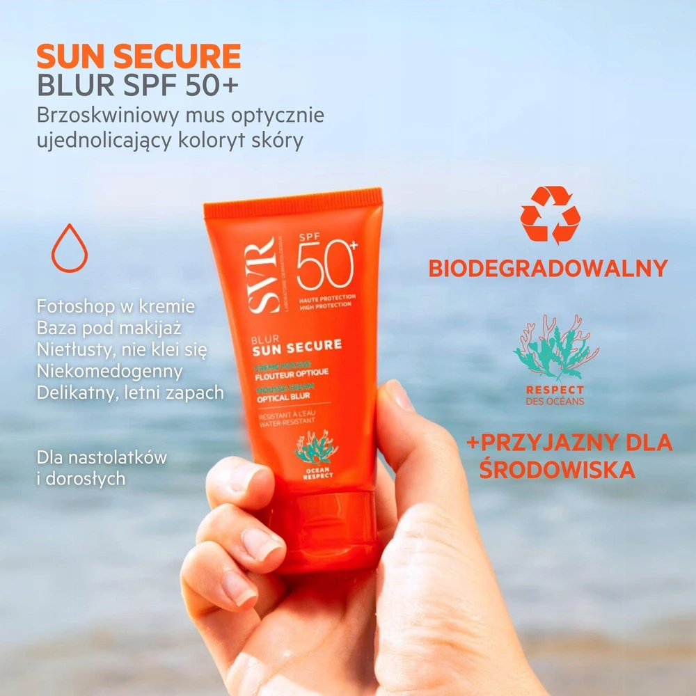 SVR Sun Secure Blur Unscented Teinte SPF 50+ apsauginis kremas nuo saulės, 50 ml