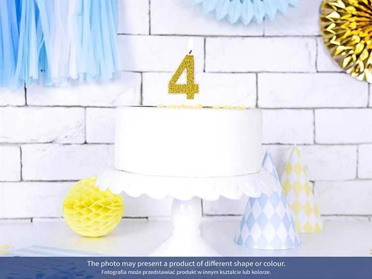 PartyDeco Gimtadienio žvakutė nr 1 auksinė blizganti 7cm
