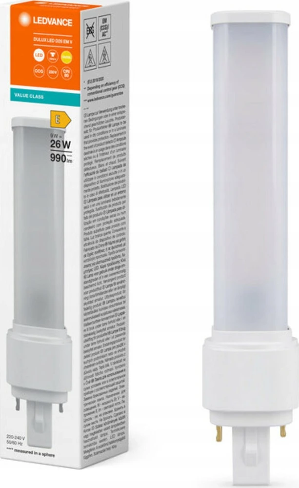 Osram 9W LED lemputė DULUX, G24d-3, baltos matinės sp., 3000K