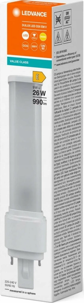 Osram 9W LED lemputė DULUX, G24d-3, baltos matinės sp., 3000K
