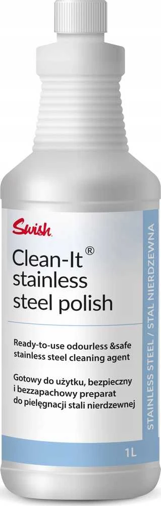 Swish STAINLESS STEEL POLISH clean-it - 1 l valymo priemonė, skirta nerūdijančio plieno paviršiams poliruoti ir konservuoti, pagaminta aliejaus pagrindu, bezzapachowy