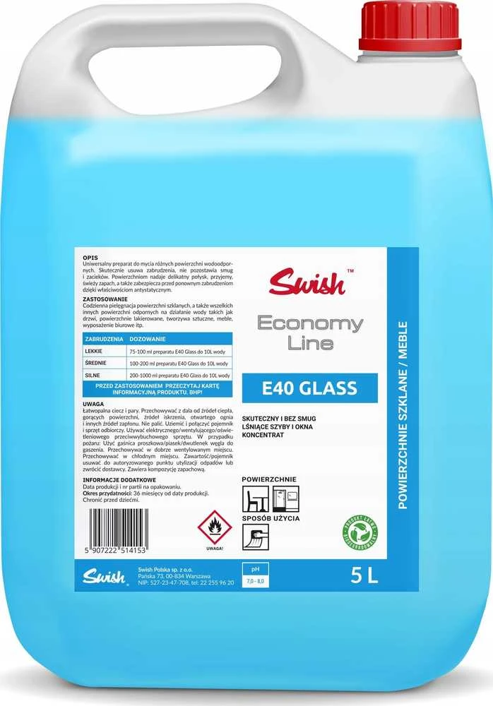 Swish Swish E40 Stiklo paviršių valiklis 5 l