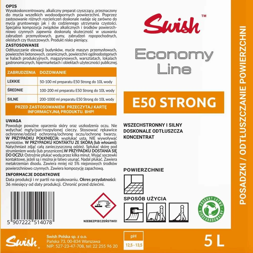 Swish SWISH E50 STRONG - Koncentruota valymo priemonė paviršiams plauti ir nuriebalinti, 5 l