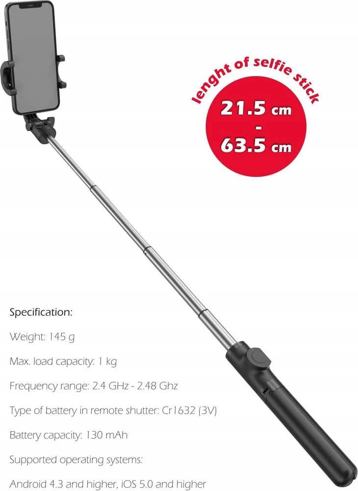 Swissten „Bluetooth“ „selfie Stick“ aliuminio trikojis Pro