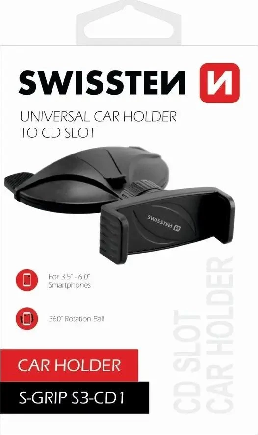 Swissten S-Grip S3-CD1 universalus automobilinis, Juodos spalvos