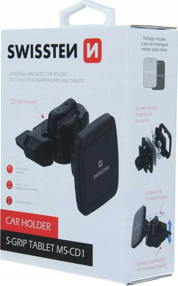 Swissten S-Grip S3-CD1 universalus automobilinis, Juodos spalvos