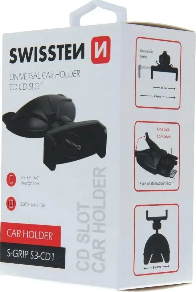Swissten S-Grip S3-CD1 universalus automobilinis, Juodos spalvos