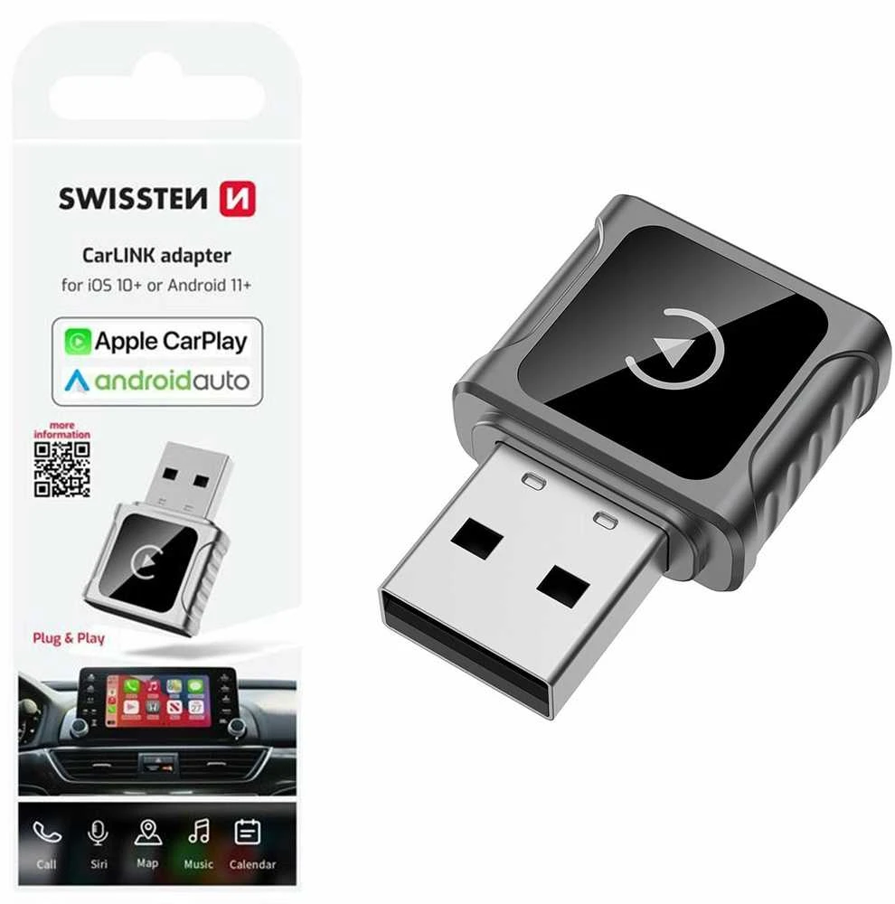 „Swissten CarLink“ adapteris (Apple CARPLAY/ANDROID AUTO) / „Bluetooth“ / USB-A/C