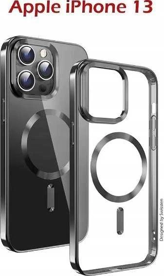 Dėklas Swissten Clear Jelly Magstick Metallic iPhone 13 Juodas