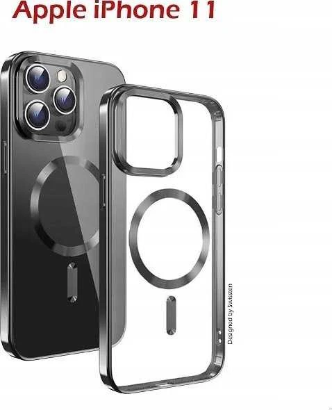 Swissten Clear Jelly Magstick Metallic, skirtas iPhone 11 Juodas