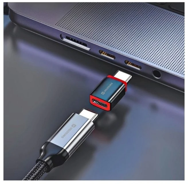 „Swissten DataGUARD“ įkrovimo adapteris su duomenų blokavimu, USB-A–USB-C