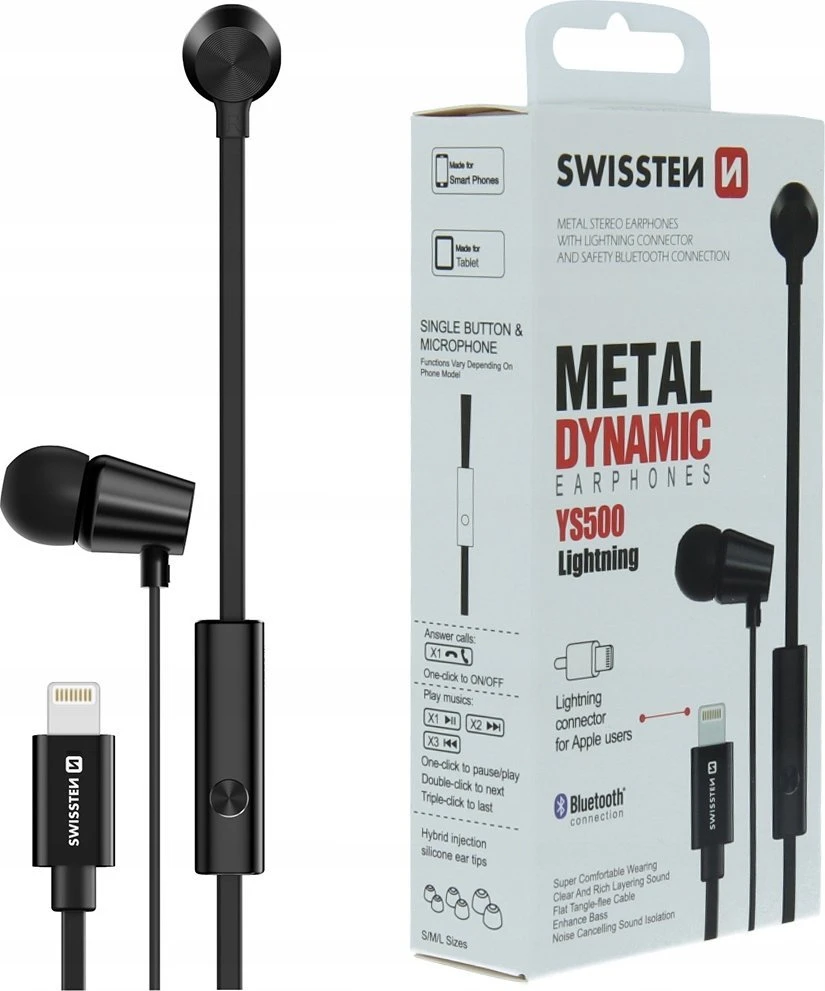 SWISSTEN Dokanałowe Ausinės su mikrofonu do iPhone YS500